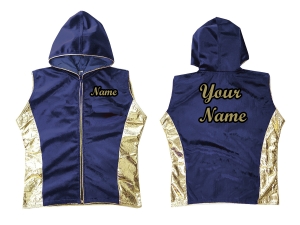 Custom Muay Thai Hoodies : Navy Gold Sides