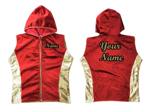 Custom Muay Thai Hoodies : Red Gold Sides