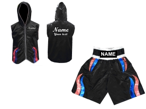 Custom Boxing Hoodies + Boxing Shorts : KNCUSET-004-Black