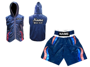 Custom Boxing Hoodies + Boxing Shorts : KNCUSET-004-Navy