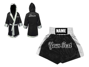 Custom Boxing Robe + Boxing Shorts : KNCUSET-103-Black