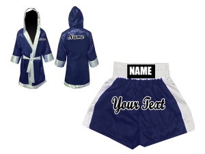 Custom Boxing Robe + Boxing Shorts : KNCUSET-103-Navy