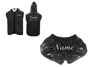 Custom Boxing Hoodies + Boxing Shorts : Set-SHOHOD-RTO-202-Black