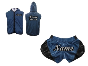 Custom Boxing Hoodies + Boxing Shorts : Set-SHOHOD-RTO-202-Navy