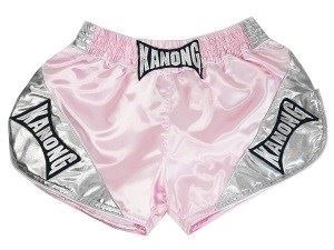 Kanong Women Muay Thai Boxing Shorts : KNSRTO-201-Pink-Silver